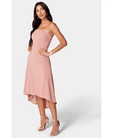 Bebe Women's Strapless Midi Glit Knit Dress