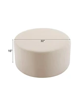 Round Velvet Upholstered Ottoman Modern Minimalist Design, Versatile as a Footrest, Extra Seating, or Stylish Coffee Table Alternative-The Pop Home