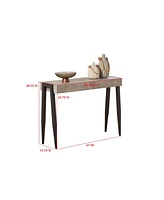 Kings Brand Furniture Camden Marble-Style Console Sofa Entryway Table for Hallway, Living Room, Foyer, Black/Gray