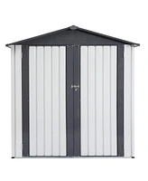 Mondawe 6X4X6Ft Garden Metal Outdoor Storage Shed Outdoor Storing Tools Rainproof Hinge Door Version