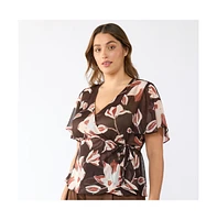 Estelle Plus Azalea Petal Faux-Wrap Top