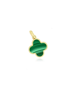 The Lovery Malachite Clover Charm 14K Gold
