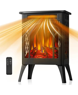 Cowsar 16" Electric Heater Fireplace, Freestanding All-Metal Stove with Remote Control, 500W/1500W Heat Settings