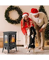 Cowsar Electric Fireplace Stove, Freestanding Fireplace Heater with Realistic Flame, 1000/1500W Fireplace Heater, Overheating Safety Device, Thermosta
