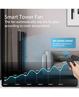 Ltmate Global Inc. Smart Tower Fan with Remote Control, 80° Oscillating, 6 Hyper Speeds & 3 Modes, 40” 15h Timer Portable Floor Bladeless