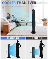 Ltmate Global Inc. Tower Fan with Remote, G-Ocean 45 Inch Oscillating Fan, Bladeless Fans with 24H Timer, Black Fan with 3 Speeds & 3 Modes, Led Displ