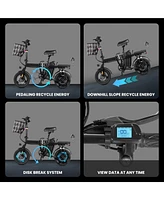 Ltmate Global Inc. Foldable Electric Bicycle, 500W Peak Motor 45 Miles 80KM Max Range, Upgraded E-bike with Front Basket, Phone Holder and Digital Dis