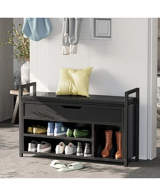 Shoe Storage Bench, Metal and Board Bench for Entryway