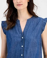 Tommy Hilfiger Women's Chambray Ruffled Shirt