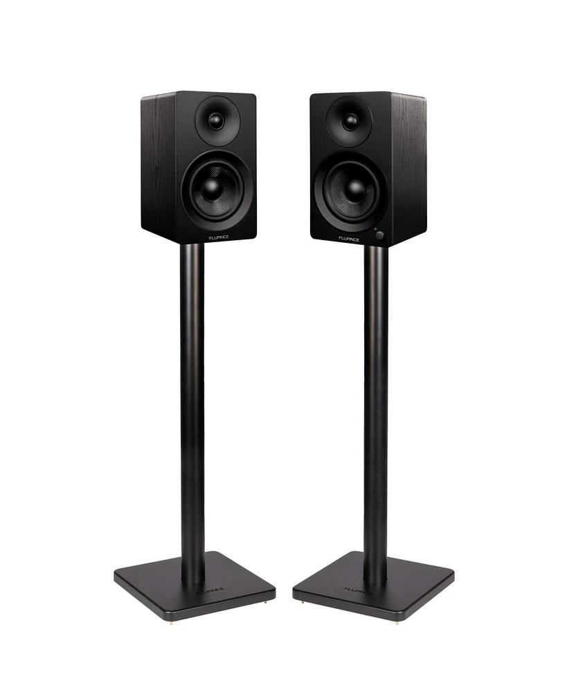 Fluance Ai41 Powered 2-Way 2.0 Stereo Bookshelf Speakers with Speaker Stands 5" Drivers 90W Amplifier for Turntable Bluetooth 5 Wireless Music Streami