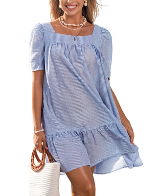 Cupshe Women's Morning Dew Striped Mini Beach Dress
