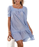 Cupshe Women's Morning Dew Striped Mini Beach Dress