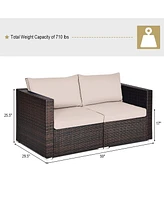 2PCS Patio Rattan Corner Sofa Sectional Furniture