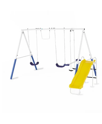 Xdp Recreation Blue Ridge Play Outdoor Swing Set with Glider, 2 Swings & Slide