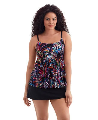 Longitude by Mimi Flamingo Women's Hotel Faux Ruffle Skirtini Swimsuit
