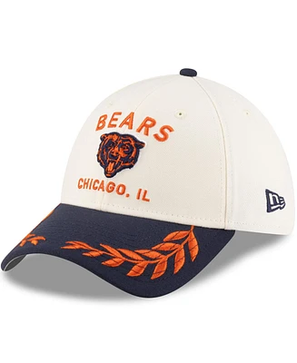 New Era Men's Cream/Navy Chicago Bears 2025 Nfl Draft 39THIRTY Flex Hat