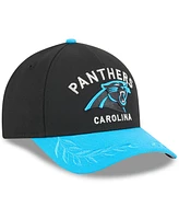 New Era Men's Black/Blue Carolina Panthers 2025 Nfl Draft 9FORTY A-Frame M-Crown Adjustable Hat