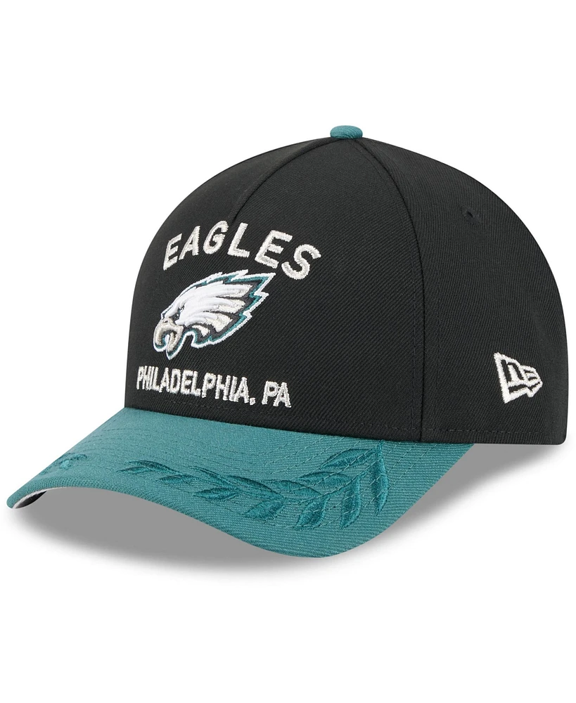 New Era Men's Black/Green Philadelphia Eagles 2025 Nfl Draft 9FORTY A-Frame M-Crown Adjustable Hat