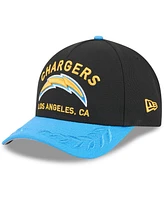 New Era Men's Black/Powder Blue Los Angeles Chargers 2025 Nfl Draft 9FORTY A-Frame M-Crown Adjustable Hat