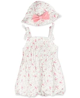Rare Editions Baby Girls Floral-Print Bubble Romper & Hat, 2 Piece Set