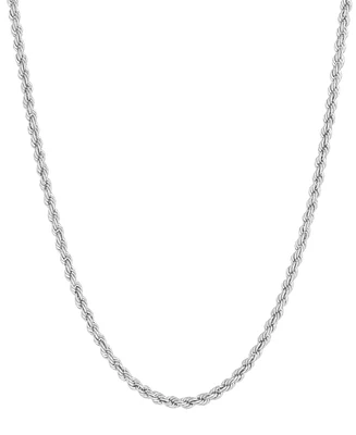 Italian Gold Polished Glitter Rope Link 22" Chain Necklace in 14k White Gold