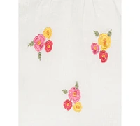 Rare Editions Baby Girls Embroidered Gauze Top & Shorts, 2 Piece Set