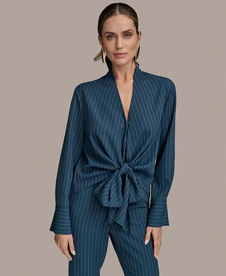 Donna Karan New York Women's Tie-Front Pinstripe Blouse