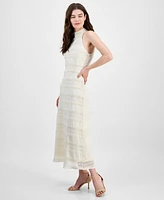 Anne Klein Women's Lace Knit Mock Neck Halter Dress
