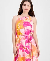 Anne Klein Women's Tiered Floral Halter Maxi Dress
