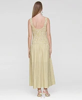 Avec Les Filles Women's Drop-Waist Smocked-Bodice Tank Midi Dress
