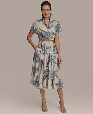 Donna Karan New York Women's Belted Floral Shirtdress