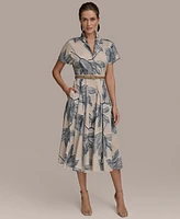 Donna Karan New York Women's Belted Floral Shirtdress