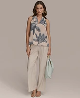 Donna Karan New York Women's Sleeveless Printed V-Neck Blouse