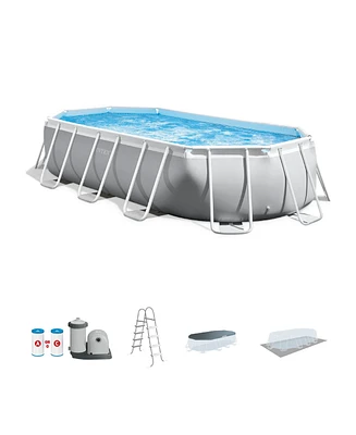 Intex 16.5ft x 9ft 48in Prism Frame Oval Above Ground Swimming Pool Pump Set