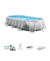 Intex 16.5ft x 9ft 48in Prism Frame Oval Above Ground Swimming Pool Pump Set