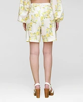 Avec Les Filles Women's Printed Pleat-Front Belted Shorts