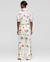 Avec Les Filles Women's Printed High-Rise Wide-Leg Pants