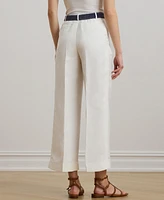 Lauren Ralph Women's Pleated Linen-Blend Twill Wide-Leg Pants