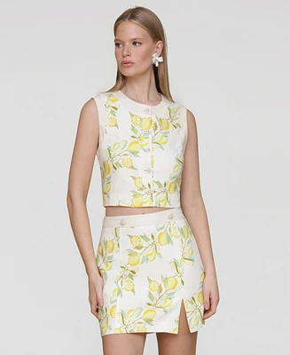Avec Les Filles Women's Sleeveless Button-Front Top