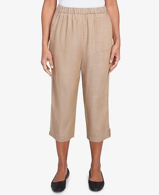 Alfred Dunner Women's Summer Solstice Relaxed Button Tab Capri Pants