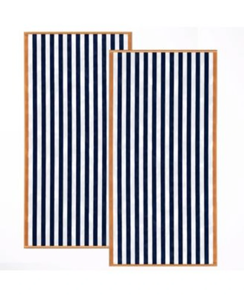 Linery Co. Oversized Cotton Stripe Border Beach Towel