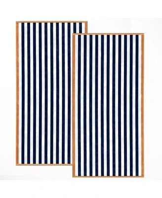 Linery Co. Oversized Cotton Stripe Border Beach Towel