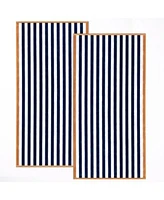 Linery Co. Oversized Cotton Stripe Border Beach Towel