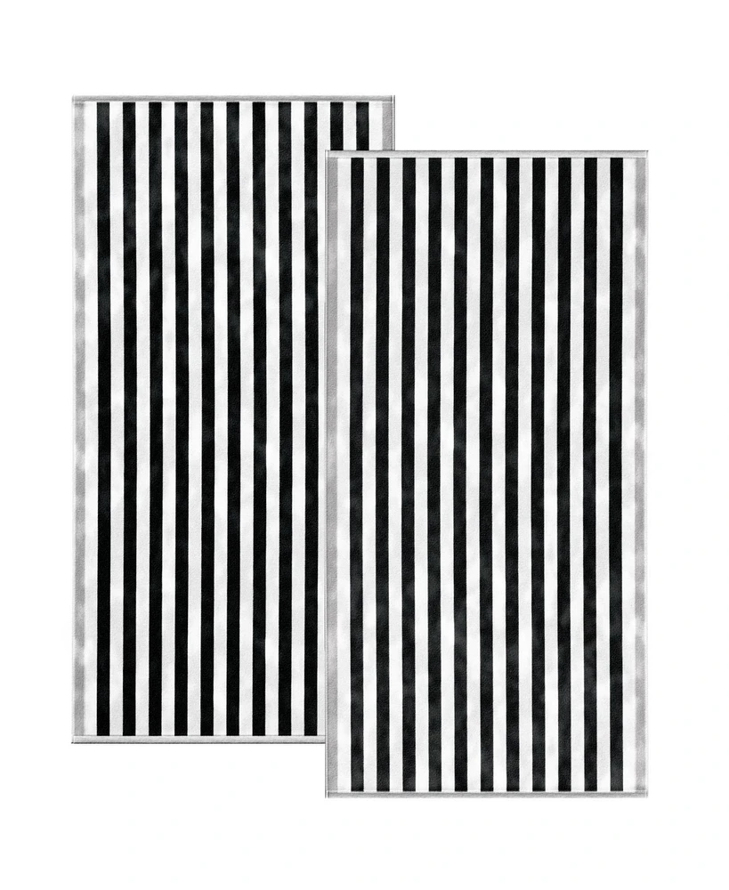 Linery & Co. Oversized Cotton Stripe Border Beach Towel