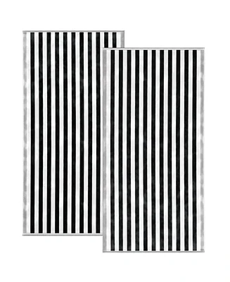 Linery & Co. Oversized Cotton Stripe Border Beach Towel