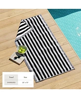 Linery & Co. Oversized Cotton Stripe Border Beach Towel