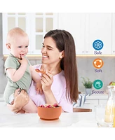 Sperric Toddler Bowls with Suction, Silicone Feeding Set Suction Bowl Lids and Spoons, Bpa Free 0-6 Months Essentials