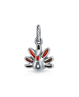 Bling Jewelry Thanksgiving Turkey Dangle Charm Bead Multicolor Enamel European Bracelet