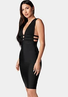 Bebe Women's Plunge Neck Bandage Dress