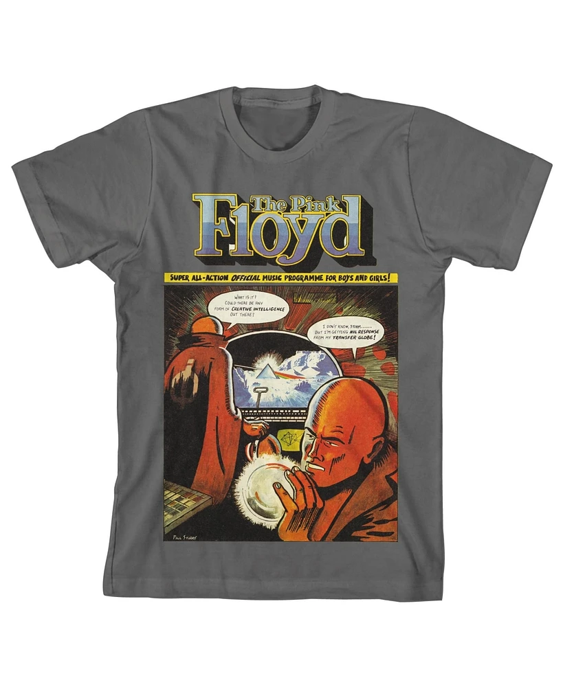 Pink Floyd Boys Dark Side Of The Moon Comic Art Charcoal T-shirt-Medium